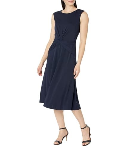 Image of Lauren Ralph Lauren Womens Twist Front Jersey Dress, Lighthouse Navy, 14