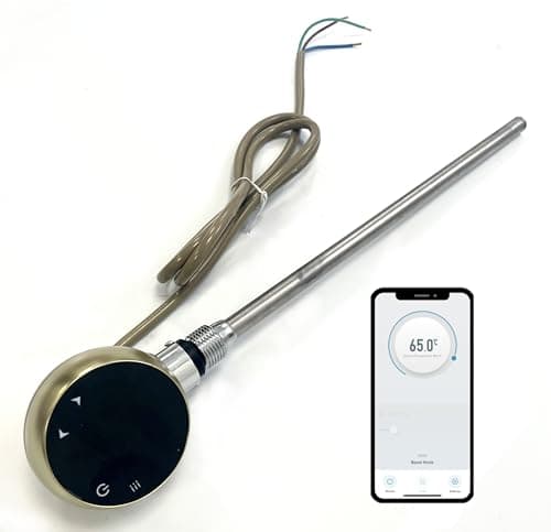 Image of Greened House WiFi Electric Smart Heating Element for Towel Rails and Radiators with LED touchscreen Thermostat/Timer Energy Efficient (300w, Brushed Brass)