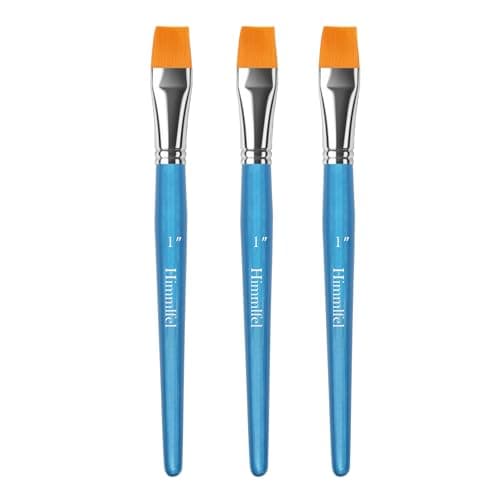 Image of Himmlfel Flat Paint Brush Set, 3 Pcs 1 Inch Acrylic Painting Brushes For Acrylic, Watercolor,Gouache,Oil,Face Painting, Professional Large Pantingbrushes for Artists and Beginners