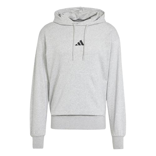 Image of adidas Men's ESSENTIALS FEELCOZY FRENCH TERRY HOODIE, medium grey heather/black, L