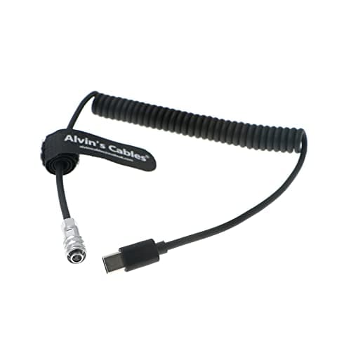 Image of BMPCC-4K|6K Flexible Power-Cable for Blackmagic-Pocket-Cinema-Camera from USB-C Type-C PD-Power-Bank Output to 2 Pin Female Coiled Cable Alvin's Cables