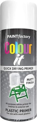 Image of Paint Factory Colour It Quick Drying Plastic Primer Spray, White, Matt Finish, 400ml
