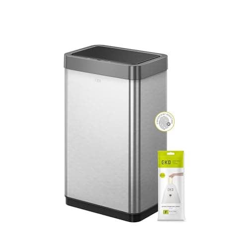 Image of EKO Mirage X Large Sensor Bin, Touchless Automatic Rubbish Bin, Perfect for Kitchen & Home, Stainless Steel, 45 Litre