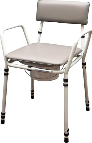 Image of Aidapt Free Standing Height Adjustable Stacking Commode Chair with Padded Back, Arm Support and Padded Over Seat Flat Pack Aid