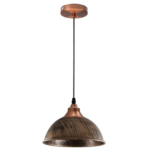 Image of LEDSone Vintage Metal Pendant Light Dome Shape 21cm Brushed Copper Shade Industrial Hanging Ceiling Lighting Ideal for Dining Room Bar Clubs & Restaurants Without Bulb