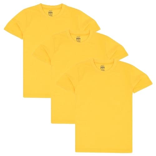 Image of A2Z 4 Kids Boys Girls T Shirts Plain Summer Tank Top & Tees - T Shirt PL Yellow 3 Pack 11-12