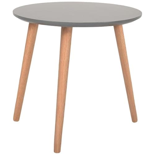 Image of AAMEN Round Wood Coffee Table, Top & 3 Sturdy Solid Pine Wood Legs, Scandinavian Furniture Circular Coffee Table, Circular Oak Dining Table, Coffee Tables For Living Room Grey_40x 40 Cm