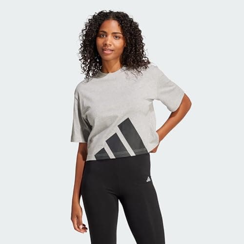 Image of adidas Women's Essentials Big Logo Boyfriend T-Shirt, Medium Grey Heather/Black, XL