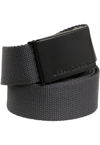 Image of Urban Classics Unisex Canvas Belts Belt Not Applicable, Charcoal/Black, One Size