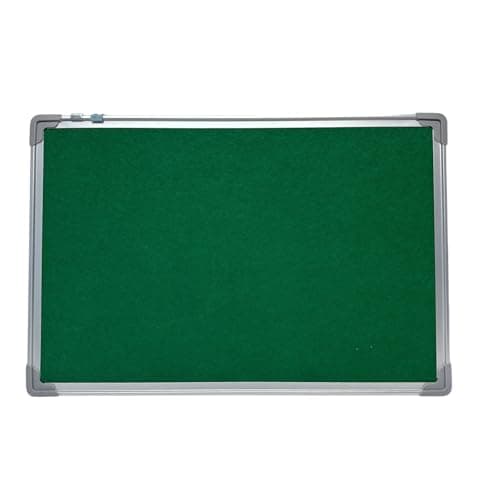 Image of Fabric Board Cork Felt Pin Board Aluminium Frame Notice Board for Home Office School Red, Blue & Green 60 x 40cm (Green)