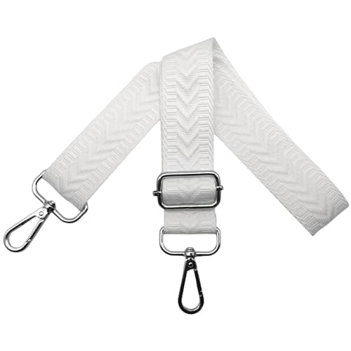 Image of Omxyinma Bag Straps Replacement Handbag Strap Wide 3.8 cm with Silver Hardware Buckle, Shoulder Straps for Bags, Crossbody Handbags Women, White, U9