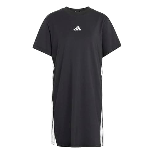 Image of adidas Women's Essentials 3-Stripes TEE Dress, Black/White, M