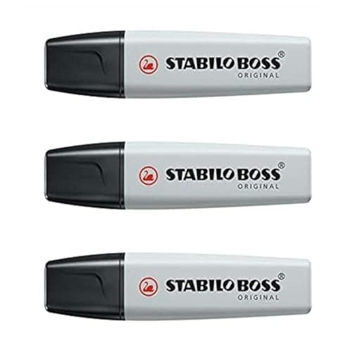 Image of Stabilo, Boss Original, Pack of 3 Highlighters, Pastel, Chisel Tip 2-5 mm, Powder Grey