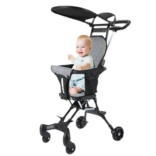 Image of Raypontia Toddler Pushchair with Hood, Travel Pram for - Travel Lights Portable Toddler Pushchair Bi-Directional Pushchair with Seat Plane and Boot for