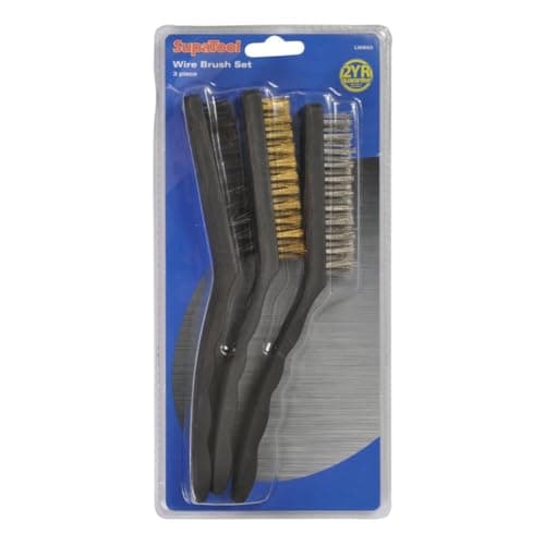 Image of SupaTool 3 Piece Wire Brush Set | Stainless Steel – Brass & Nylon Brushes | Heavy Duty Wire Brushes for Rust Removal – Paint Cleaning & Surface Preparation | Multi-Purpose Cleaning Brush Kit