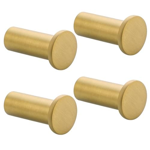 Image of SAYAYO 4PCS Coat Hooks Wall Mounted SUS304 Stainless Steel Door Hook for Hanging Towels Wall Hooks for Bathroom Heavy Duty Brushed Gold, EGOY001Y-G-4P