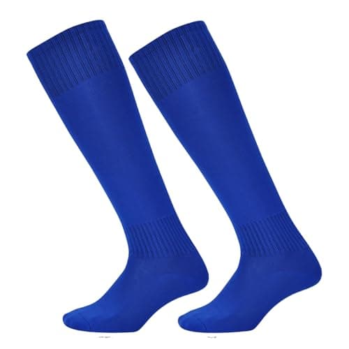 Image of Brillars 2 Pairs Plain Men’s Football Sports Socks Royal Blue - Knee High Long Rugby Hockey Sock Adults UK 6-11 Outdoor Game Running | Team Kit | Lightweight | Breathable