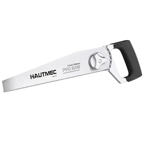 Image of HAUTMEC Adjustable Angle Hand Saw for PVC, Plastic & Soft Metals, General Purpose Handsaw with 11 Adjustable Position Handle, 10 TPI Carbon Steel Blade & Soft Grip – HT0027