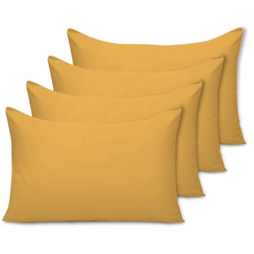 Image of Pamposh Pillow Cases 4 Pack - Standard Size 50 x 75 cm - Double Brushed Premium Microfibre Envelope Closure Pillow Covers - Hypoallergenic Pillowcases Set Of 4 (Gold, 50 X 75 (Pack of 4))