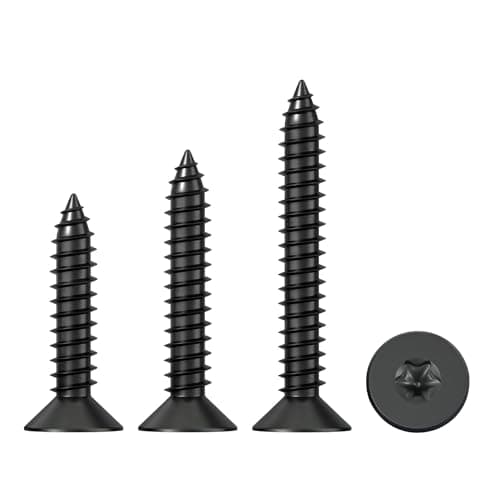 Image of Qrity 50 Pcs Self Tapping Screws, M4x14mm Torx Pan Head Sheet Metal Fasteners, Stainless Steel Round Head Self Drilling Screw for Furniture, Metal, Black