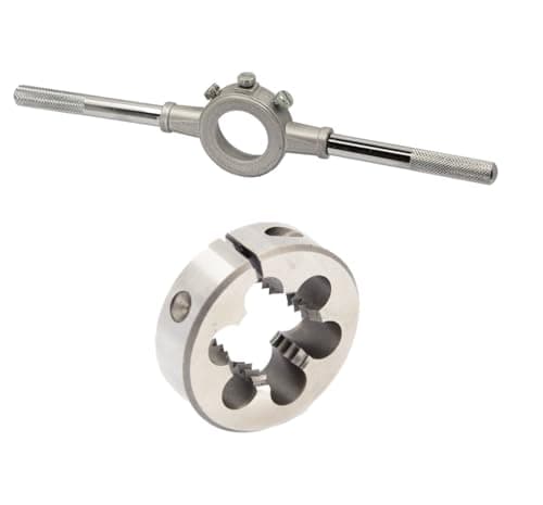 Image of Drill America 7/8"-9 UNC X 2" OD HSS Round Adjustable Die with Matching Die Handle (Wrench), Die Stock