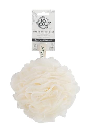 Image of So Eco Bath & Shower Pouf – 100% Recycled Netting, Gentle Exfoliating Sponge for Daily Cleansing – Vegan & Plastic-Free Packaging - 70g