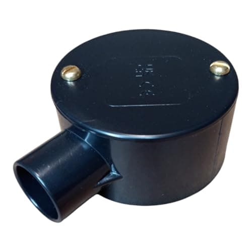 Image of Black 20mm PVC Conduit Box 1 Way Terminal Box with Lid and Screws - Pack of 1
