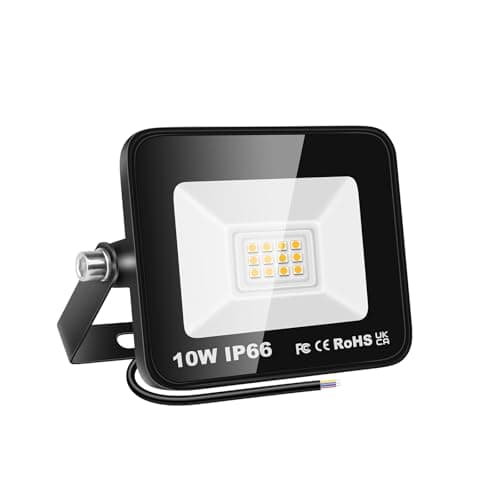 Image of PICAA 10W LED Flood Lights Outdoor, Super Bright Security Lights, IP66 Waterproof Floodlight, Warm White (3500K) Wall Light, Perfect for Garden, Yard, Garage, Patio,Warehouse, Parking Lot