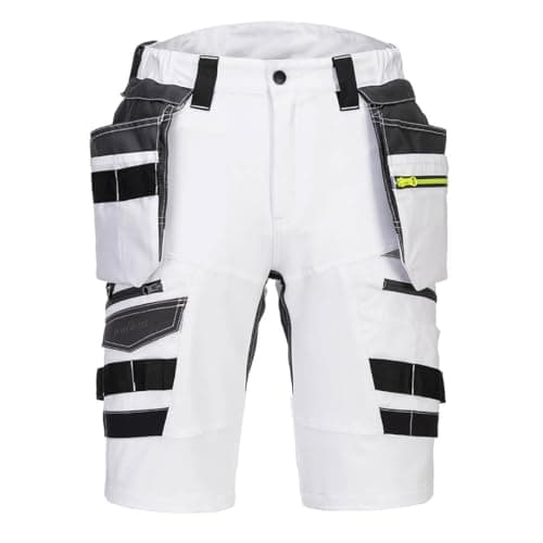 Image of Portwest DX444 Men's DX4 Detachable Holster Pocket Stretch Work Shorts White, 44
