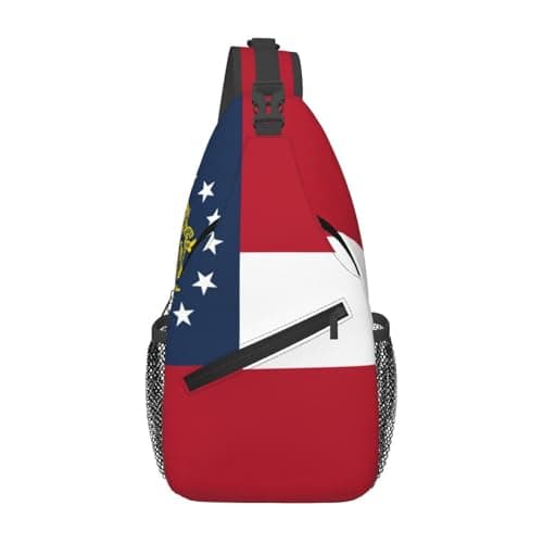 Image of Fgwaauh Georgia Flag Large Crossbody Pack Sling Bag Travel Hiking Chest Backpack For Women Men One Size