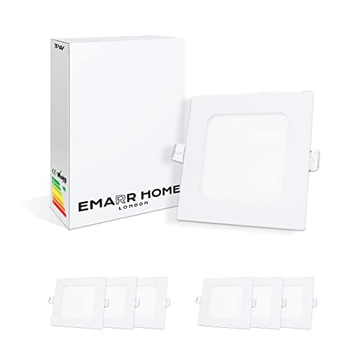 Image of Emarr Home LED Ceiling Lamps Recessed Ultra Slim Panel Lights Downlight (6 Pack) (Cool White (6500K), 9W Square (150mm))