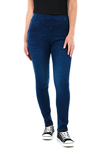 Image of M17 Women Ladies Denim Jeans Jeggings Sculpt Pull On Skinny Fit Casual Cotton Trousers Pants with Pockets (24, Blue)