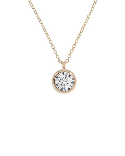 Image of Karen Millen Crystal Dot Pendant Necklace For Women (Gold/Clear Crystal)