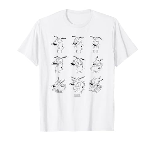 Image of Cartoon Network Courage the Cowardly Dog Unisex-Kids White Cartoon Short Sleeve T-Shirt