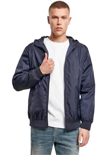 Image of Build Your Brand Men's Windrunner Jacket, Blue (Navy/Navy 00835)-Large (Manufacturer :Large)