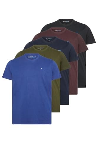 Image of BadRhino Big & Tall 5 Pack Black & Blue Core Tee Crew Neck Short Sleeve T-Shirts - Men's - M to 8XL Blue 2XL