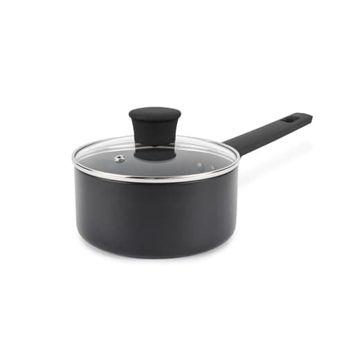 Image of Russell Hobbs RH02839EU7 Shield 16cm Saucepan – Non-Stick Cooking Pot with Glass Lid, Induction Pan with 10x Tougher Coating*, Soft-Touch Handle, Easy-Clean Surface, Metal Utensil Safe, PFOA-Free
