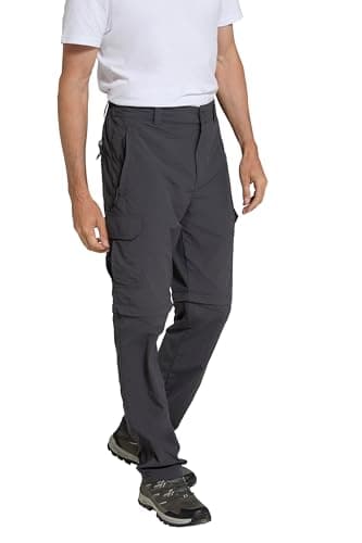 Image of Mountain Warehouse Explore Convertible Mens Trousers - Fast Dry, Fade Resistant, Knee Zips Cargo Trousers, Stretch Casual Bottoms - Spring Summer & Travelling Grey (Regular Length) Men's W44
