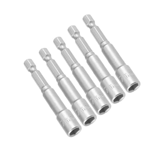 Image of TOP-VIGOR 5Pcs 7mm Nut Setter Driver Drill Bit Set, 1/4 inch Hex Shank Quick Change, 65mm Length Metric Nut Driver Set for Woodworking, Auto Repairing, Machine Maintenance, Furnitures