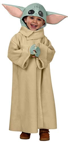 Image of RUBIE'S – Official Star Wars Baby Yoda Costume – Size 3-4 Years – Costume for Children with Long Fleece Coat, Foam Hands and Hood with Padded Ears