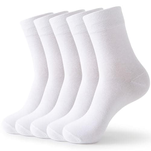 Image of Josnown Men Cotton Socks, 5 Pairs Basic Crew Socks Soft Breathable, Classic Colours for Business Office and Casual Everyday Wear, Size UK 7-10