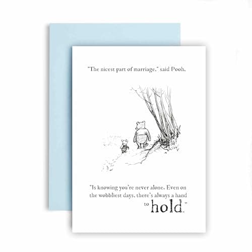 Image of Huxters Wedding Day Card – Pooh and Piglet Marriage and Love – Always a Hand to Hold – Mr & Mrs, Just Married, Happily Ever After (Hand)