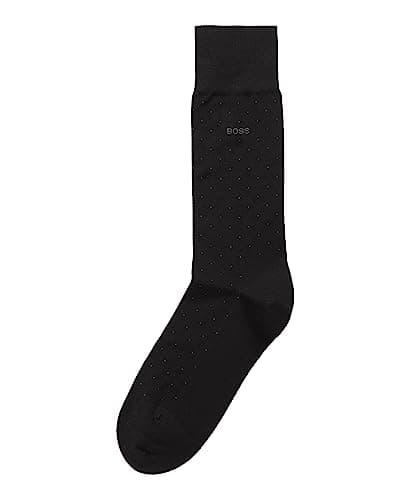 Image of BOSS Men's George Mercerized Cotton Pin Dot Dress Sock, Black, 5-13 UK