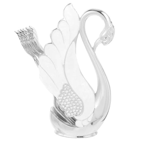 Image of VINTORKY Swan Fork Holder Zinc Alloy Dessert Fork Storage Rack Easy to Clean Practical Countertop Utensil Holder with Elegant Nordic Design for Dining Room