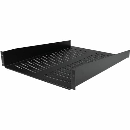 Image of StarTech.com 2U Server Rack Shelf - Universal Vented Rack Mount Cantilever Tray for 19" Network Equipment Rack & Cabinet - Heavy Duty Steel - Weight Capacity 50lb/23kg - 22" Deep Shelf (CABSHELF22V)