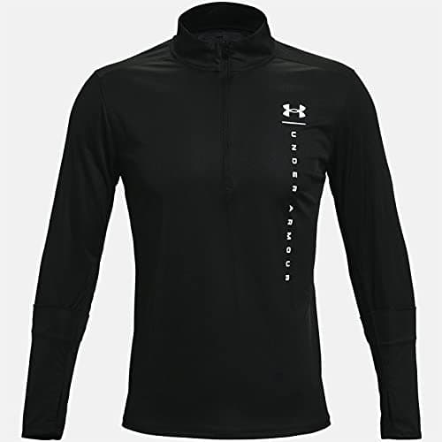 Image of Under Armour Men UA Speed Stride Shock HZ, Half Zip Running Top, Light and Breathable Zip Up Top for Working Out, Versatile Long Sleeve Gym Top in Black/White