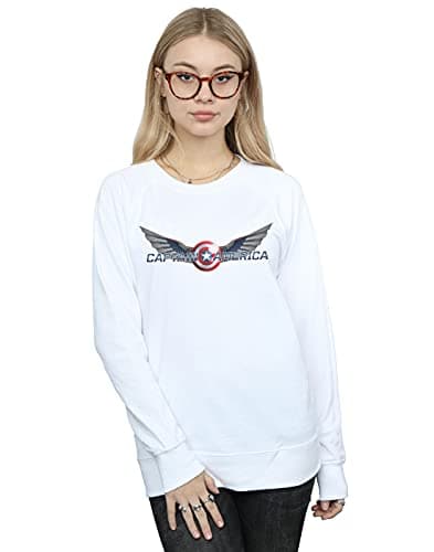 Image of Marvel Women's Falcon And The Winter Soldier Captain America Logo Sweatshirt White Large