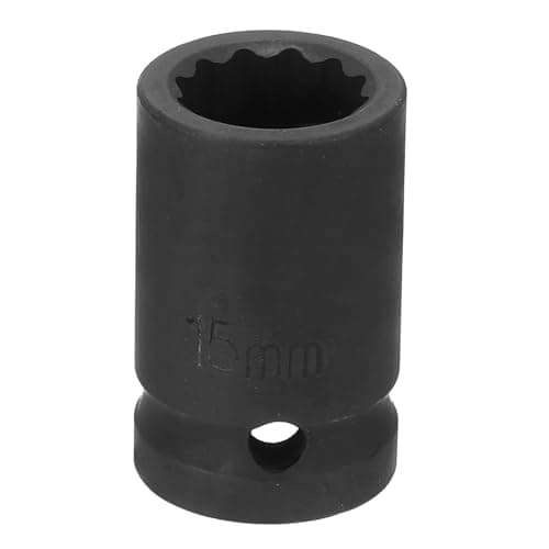 Image of sourcing map 12-Point Impact Socket 1/2 Inch Drive 15mm Metric Cr-V Shallow Impact Socket Nut Driver Wrench for Auto Repair
