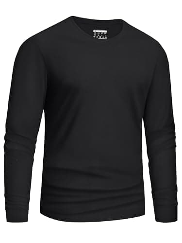 Image of Cavva Long Sleeve T Shirt Mens Black Casual Round Neck Tops Heavy Cotton T-Shirts Soft Plain Full Sleeves Tees L
