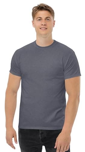 Image of Mens T-Shirts Soft Cotton with Moisture Wicking Technology Round Neck Unisex Cotton Short Sleeves T-Shirt (L Charcoal)